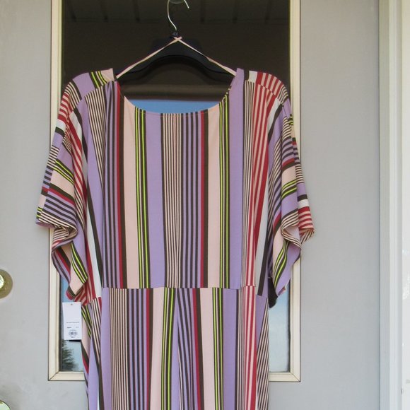 Evri dress with stretch figure flattering stripes & slit in back 3X - Picture 9 of 15
